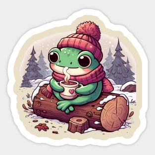 Hot Cocoa Frog Sticker